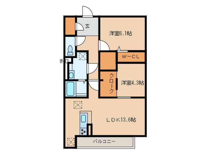 ASTERIA彩都(2LDK/3階)の間取り写真