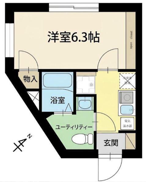 フラシア東品川(1K/3階)の間取り写真