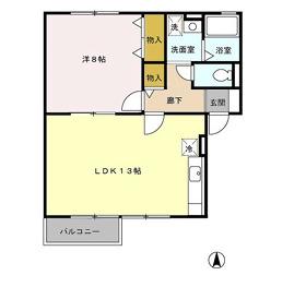 コンフォール布津原(1LDK/2階)の間取り写真