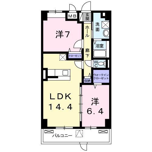 AROMA ARK 京田辺(2LDK/1階)の間取り写真