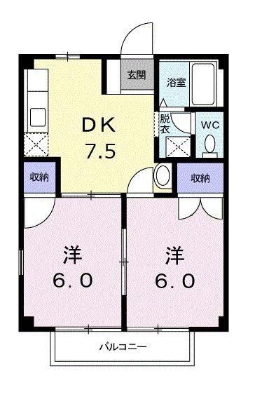 グレースガーデン(2DK/1階)の間取り写真