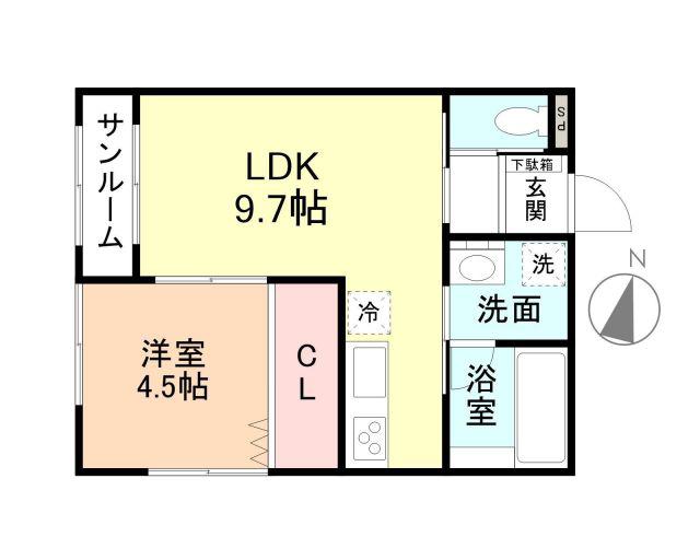 ELEGANCE(1LDK/1階)の間取り写真