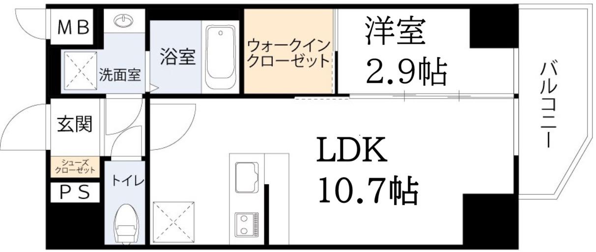 MELDIA CREST 桜ノ宮 KIRSCH(ワンルーム/6階)の間取り写真