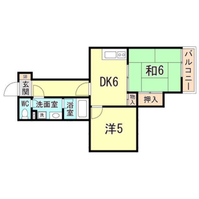 エステートピア上沢(2DK/2階)の間取り写真