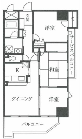 パウロニアビューコート(3DK/5階)の間取り写真