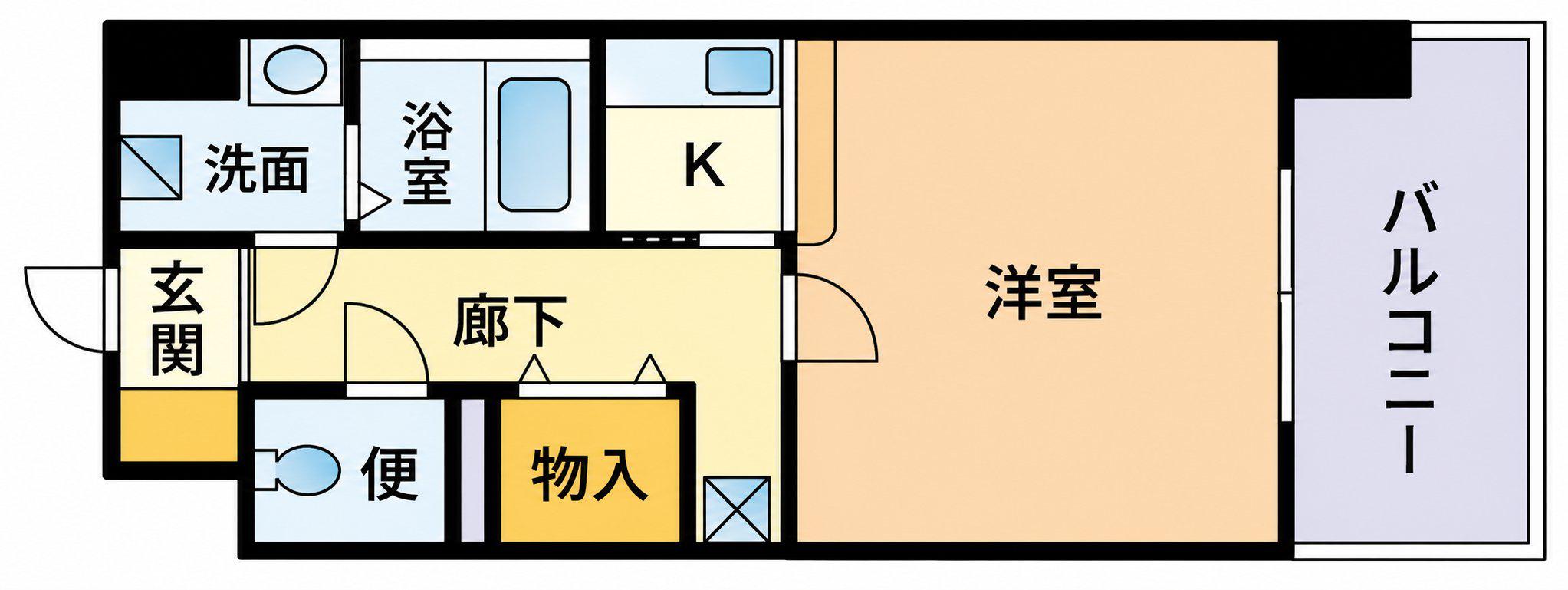 セレーノ姪浜(1K/4階)の間取り写真