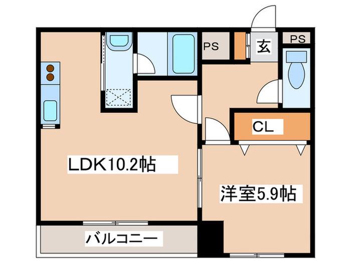 ベルグ凌雲(1LDK/3階)の間取り写真