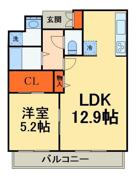 メビウス8(1LDK/4階)の間取り写真