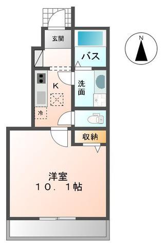 エスポワールIII(1K/1階)の間取り写真