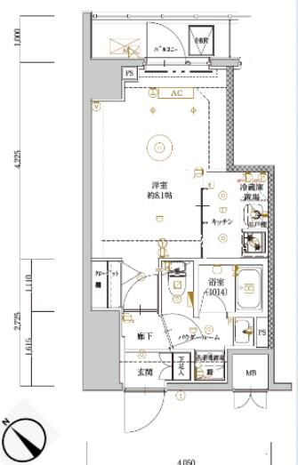ARTESSIMO ESK(1K/4階)の間取り写真