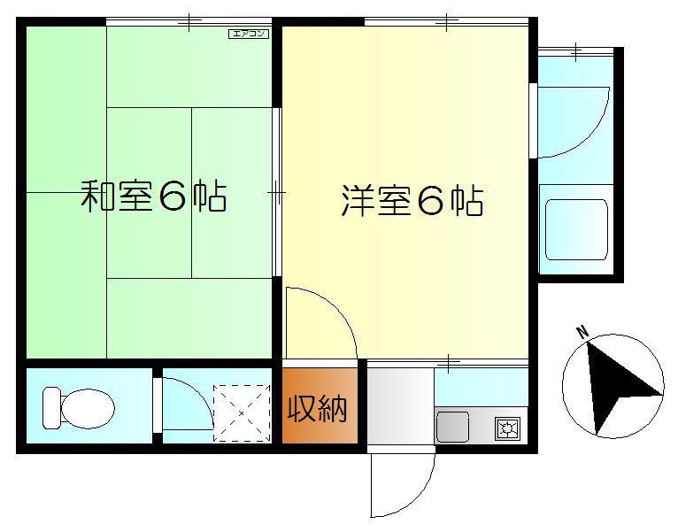西原アパートII(2K/2階)の間取り写真