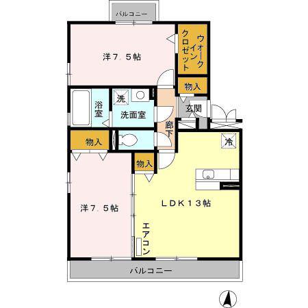 オリーブガーデン(2LDK/3階)の間取り写真