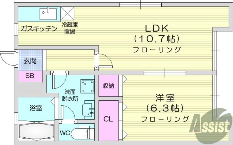 メゾンクレール(1LDK/2階)の間取り写真