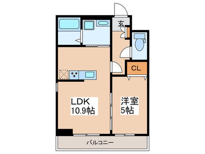 リコルテK(1LDK/1階)の間取り写真