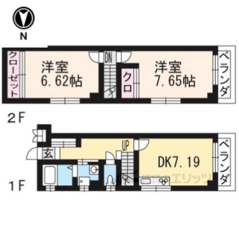 ドーリア西洞院(2DK/5階)の間取り写真