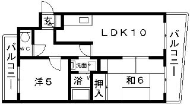 エクシード山坂(2LDK/3階)の間取り写真