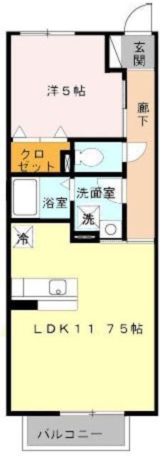 プランドール(1LDK/1階)の間取り写真
