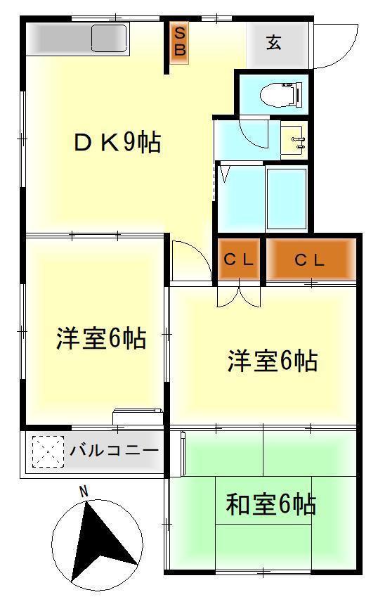 シュウエイビル2(3DK/2階)の間取り写真