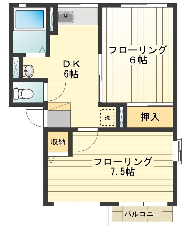 シティハイムいずみⅡ(2DK/1階)の間取り写真