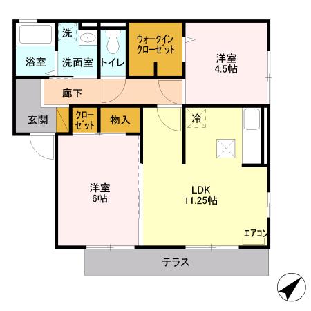 メゾンT(2LDK/1階)の間取り写真