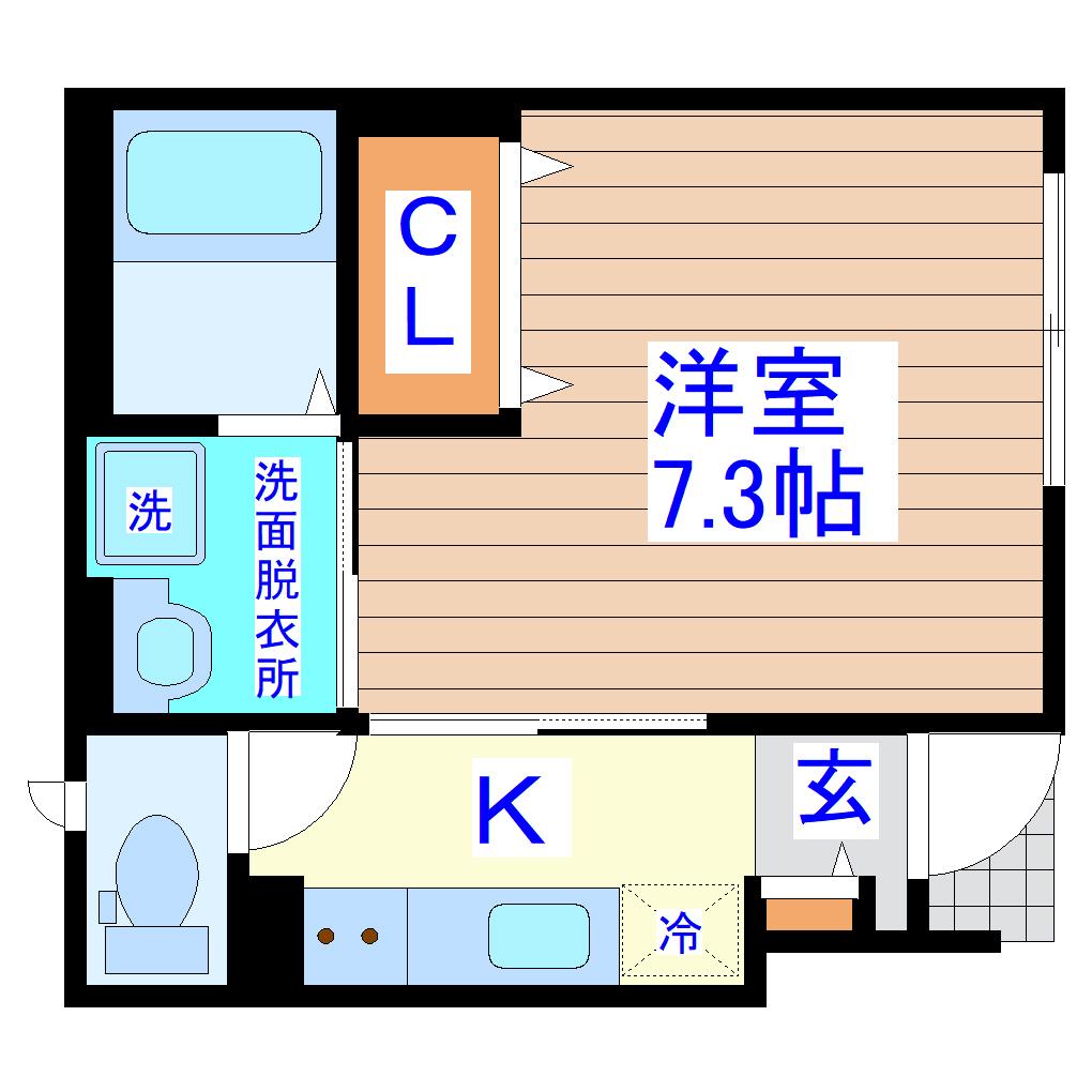 タカヨプレイス河原町(1K/1階)の間取り写真
