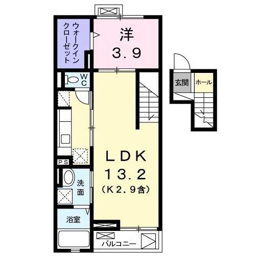 SUNNY SIDE(1LDK/4階)の間取り写真