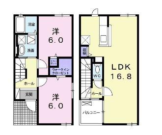 シャルム画図II番館B(2LDK/1階)の間取り写真