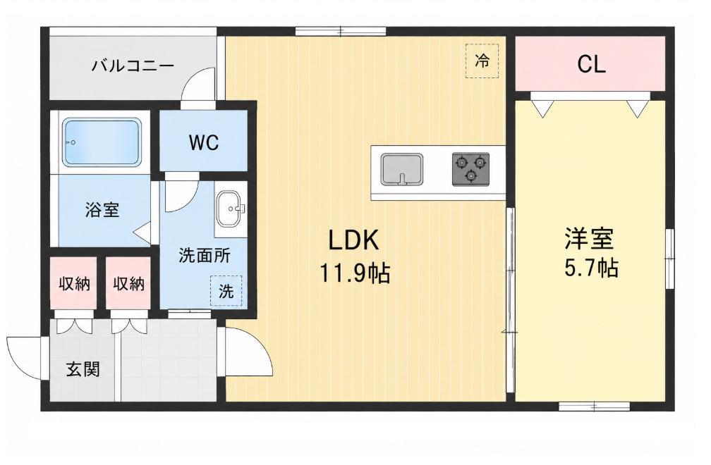 BEL CIEL KIKUSUMI(1LDK/2階)の間取り写真
