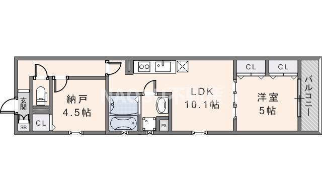 フォレストクリエオーレ枚岡壱番館(1SLDK/3階)の間取り写真