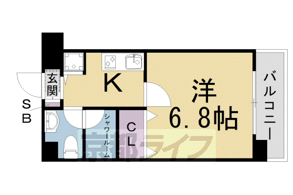 グランドパレス西大路(1K/2階)の間取り写真