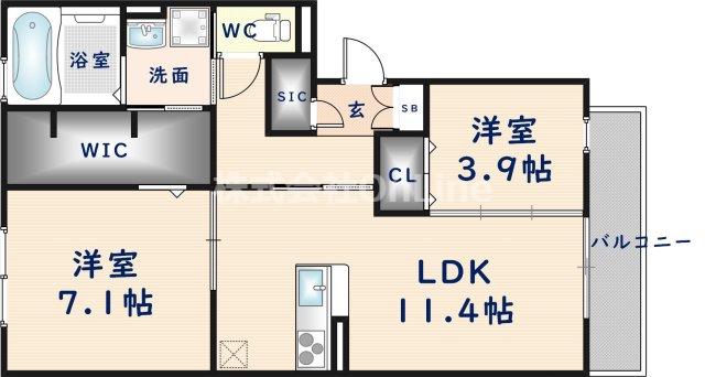 ミュアフィールド(2LDK/3階)の間取り写真
