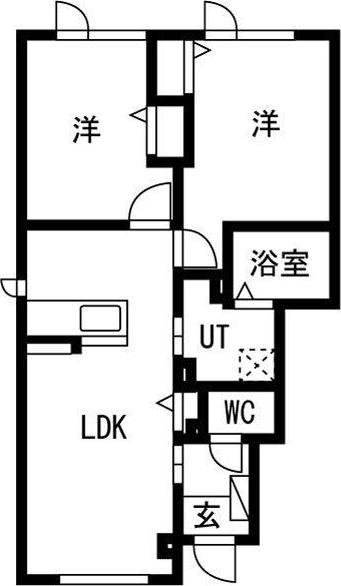 ひばりヶ丘レジデンスA棟(2LDK/1階)の間取り写真