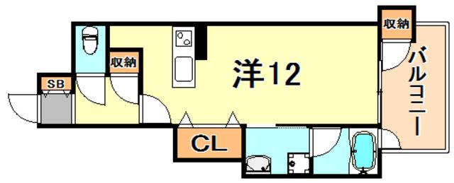 プレジール三ノ宮III(ワンルーム/8階)の間取り写真