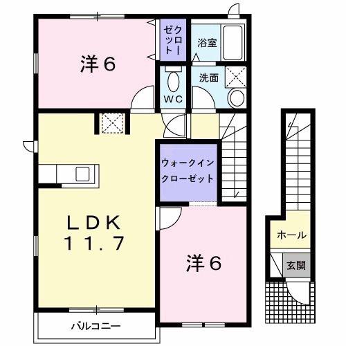 サンフェリーチェガーデン(2LDK/2階)の間取り写真