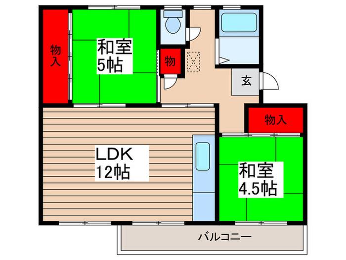 小金原6号棟(2LDK/3階)の間取り写真