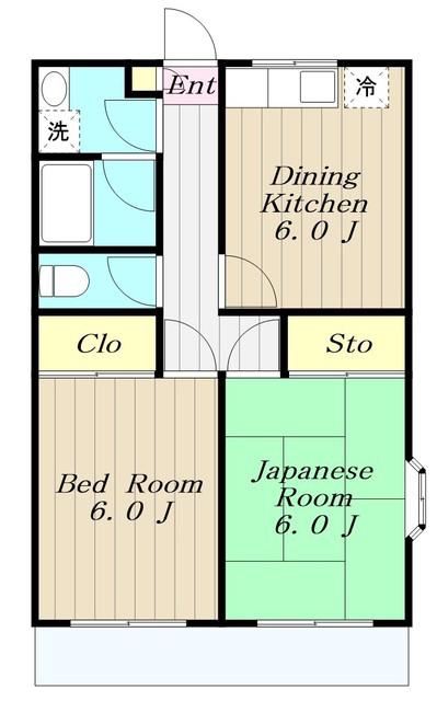 加藤第二コーポ(2DK/2階)の間取り写真