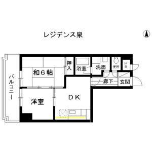レジデンス泉(2DK/7階)の間取り写真