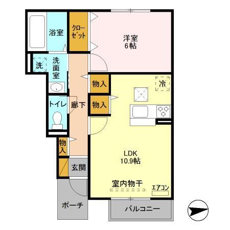 ポルト・ボヌール(1LDK/1階)の間取り写真