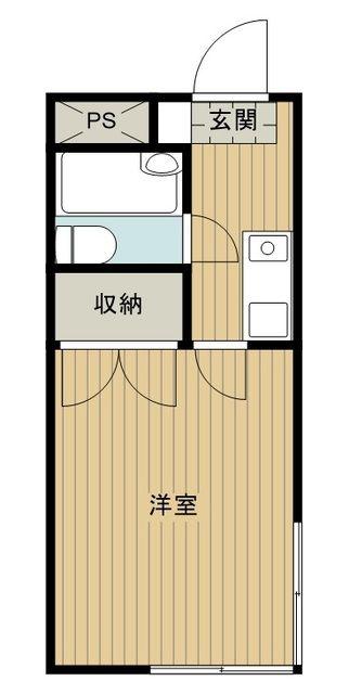 一ツ橋リビング(1K/1階)の間取り写真