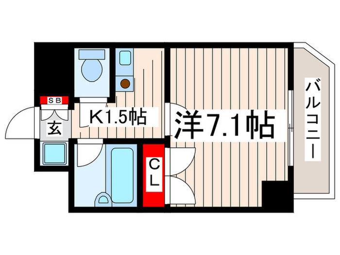 オスタペB(1K/6階)の間取り写真