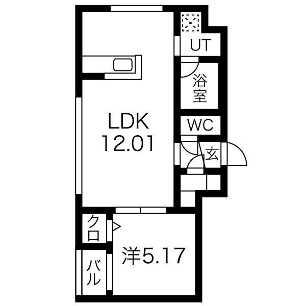 BLANCUBE.612(1LDK/1階)の間取り写真
