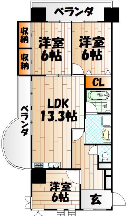 第17共立ビル(3LDK/7階)の間取り写真