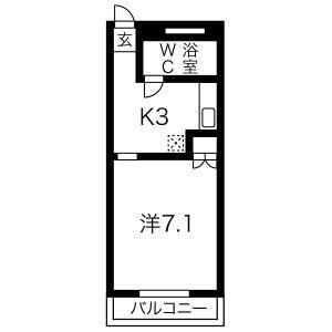 ジローズ浄心(1K/2階)の間取り写真