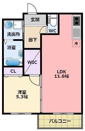 フジパレス津門中央公園III番館(1LDK/3階)の間取り写真