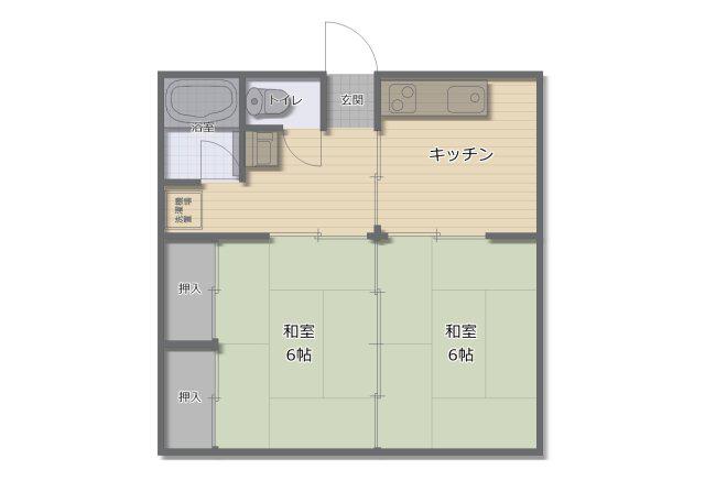 あさひハイツA棟(2DK/2階)の間取り写真