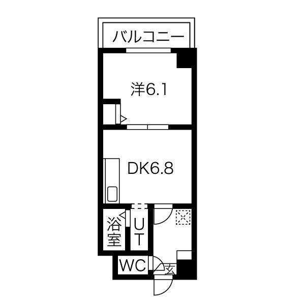 ノースウエスト216(1DK/3階)の間取り写真