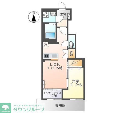 宮前区平5丁目アパート(1LDK/1階)の間取り写真
