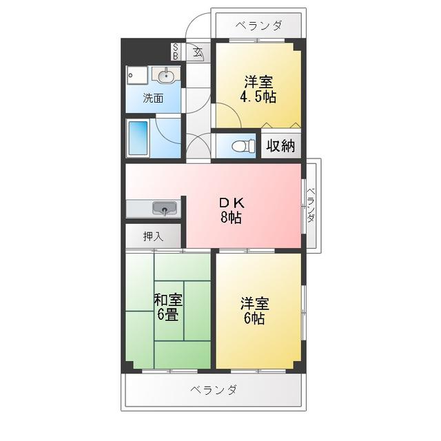 グレース新川崎(3DK/3階)の間取り写真