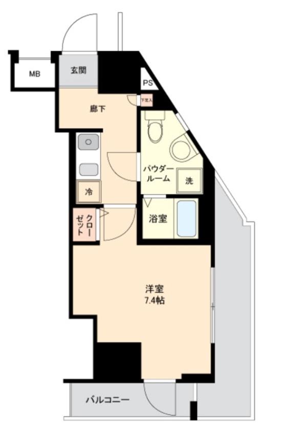ルクシェール新宿中落合(1K/4階)の間取り写真
