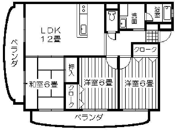 インペリアル中島(3LDK/3階)の間取り写真